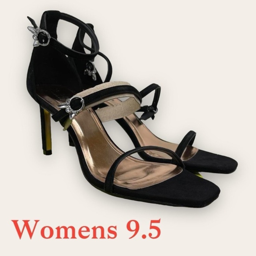 Ted Baker NIB Suede stilettos Black ankle straps